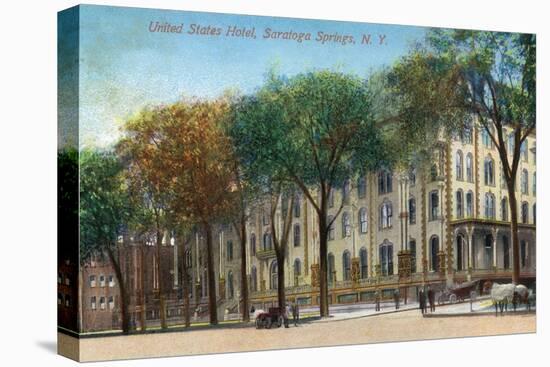 Saratoga Springs, New York - United States Hotel Exterior View-Lantern Press-Stretched Canvas