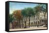 Saratoga Springs, New York - United States Hotel Exterior View-Lantern Press-Framed Stretched Canvas