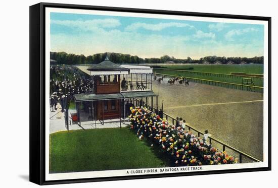Saratoga Springs, New York - View of a Close Finish at the Horse Race Track, c.1914-Lantern Press-Framed Stretched Canvas