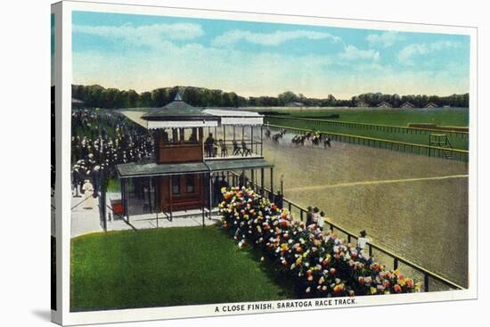 Saratoga Springs, New York - View of a Close Finish at the Horse Race Track, c.1914-Lantern Press-Stretched Canvas