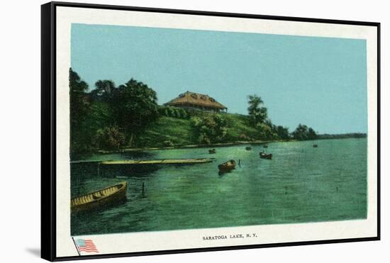 Saratoga Springs, New York - View of Saratoga Lake-Lantern Press-Framed Stretched Canvas