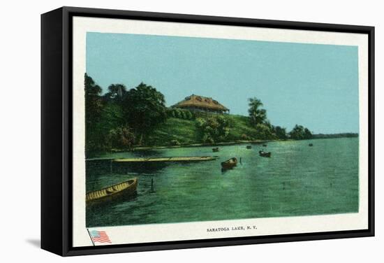 Saratoga Springs, New York - View of Saratoga Lake-Lantern Press-Framed Stretched Canvas