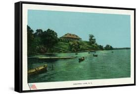 Saratoga Springs, New York - View of Saratoga Lake-Lantern Press-Framed Stretched Canvas