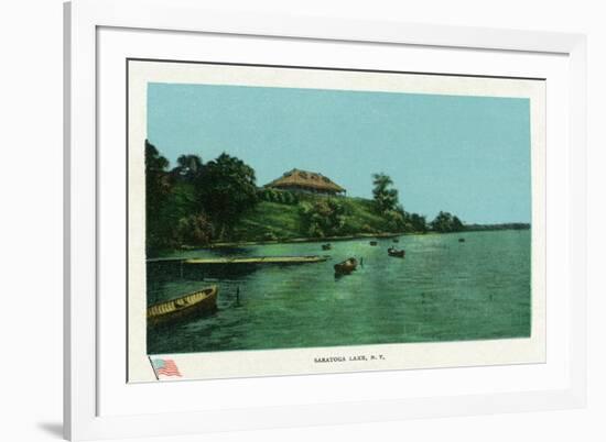 Saratoga Springs, New York - View of Saratoga Lake-Lantern Press-Framed Premium Giclee Print