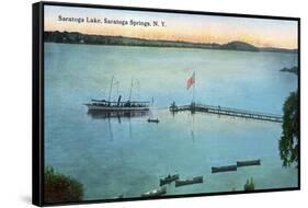 Saratoga Springs, New York - View of Saratoga Lake-Lantern Press-Framed Stretched Canvas