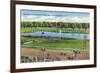 Saratoga Springs, New York - View of the Race Track Finish Line-Lantern Press-Framed Premium Giclee Print