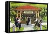 Saratoga Springs, New York - View of Tourists at the Hathorn Spring House-Lantern Press-Framed Stretched Canvas