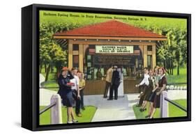 Saratoga Springs, New York - View of Tourists at the Hathorn Spring House-Lantern Press-Framed Stretched Canvas