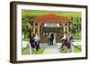 Saratoga Springs, New York - View of Tourists at the Hathorn Spring House-Lantern Press-Framed Art Print