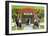 Saratoga Springs, New York - View of Tourists at the Hathorn Spring House-Lantern Press-Framed Art Print