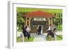 Saratoga Springs, New York - View of Tourists at the Hathorn Spring House-Lantern Press-Framed Art Print