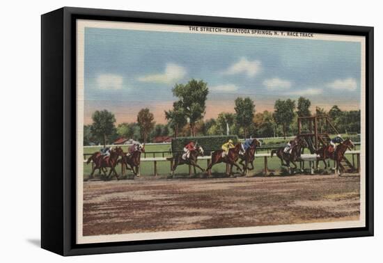 Saratoga Springs, NY - Horse Race Track Scene-Lantern Press-Framed Stretched Canvas