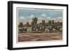 Saratoga Springs, NY - Horse Race Track Scene-Lantern Press-Framed Art Print