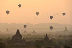 Bagan, balloons flying over ancient temples-Sarawut Intarob-Mounted Photographic Print