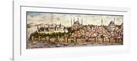 Sarayburnu, Seraglio Point, Hagia Sophia, the Blue Mosque and Topkapi Palace, late 16th century-null-Framed Giclee Print