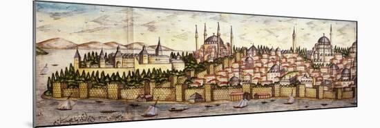 Sarayburnu, Seraglio Point, Hagia Sophia, the Blue Mosque and Topkapi Palace, late 16th century-null-Mounted Giclee Print