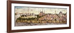 Sarayburnu, Seraglio Point, Hagia Sophia, the Blue Mosque and Topkapi Palace, late 16th century-null-Framed Giclee Print