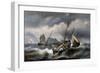 Sardine Fishing Along Coast of Bretogne, Colored Lithograph by Ferdinand Perrot (1808-1841)-null-Framed Giclee Print