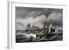 Sardine Fishing Along Coast of Bretogne, Colored Lithograph by Ferdinand Perrot (1808-1841)-null-Framed Giclee Print