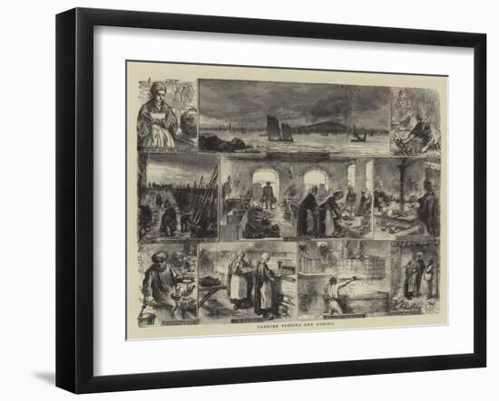 Sardine Fishing and Curing-null-Framed Giclee Print