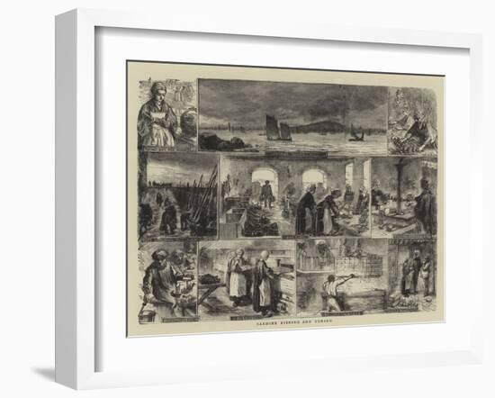 Sardine Fishing and Curing-null-Framed Giclee Print