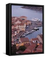 Sardinia, Northern Sardinia, Isola Maddalena, La Maddalena, Aerial Port View from the Hills, Dusk,-Walter Bibikow-Framed Stretched Canvas