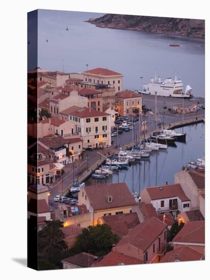 Sardinia, Northern Sardinia, Isola Maddalena, La Maddalena, Aerial Port View from the Hills, Dusk,-Walter Bibikow-Stretched Canvas