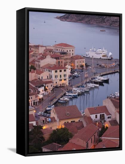 Sardinia, Northern Sardinia, Isola Maddalena, La Maddalena, Aerial Port View from the Hills, Dusk,-Walter Bibikow-Framed Stretched Canvas