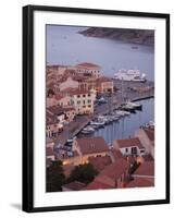 Sardinia, Northern Sardinia, Isola Maddalena, La Maddalena, Aerial Port View from the Hills, Dusk,-Walter Bibikow-Framed Photographic Print