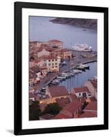 Sardinia, Northern Sardinia, Isola Maddalena, La Maddalena, Aerial Port View from the Hills, Dusk,-Walter Bibikow-Framed Photographic Print