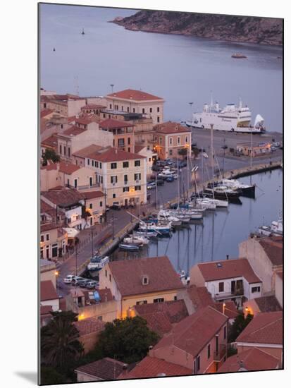 Sardinia, Northern Sardinia, Isola Maddalena, La Maddalena, Aerial Port View from the Hills, Dusk,-Walter Bibikow-Mounted Photographic Print