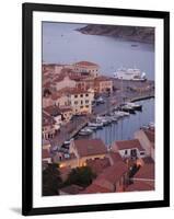 Sardinia, Northern Sardinia, Isola Maddalena, La Maddalena, Aerial Port View from the Hills, Dusk,-Walter Bibikow-Framed Photographic Print