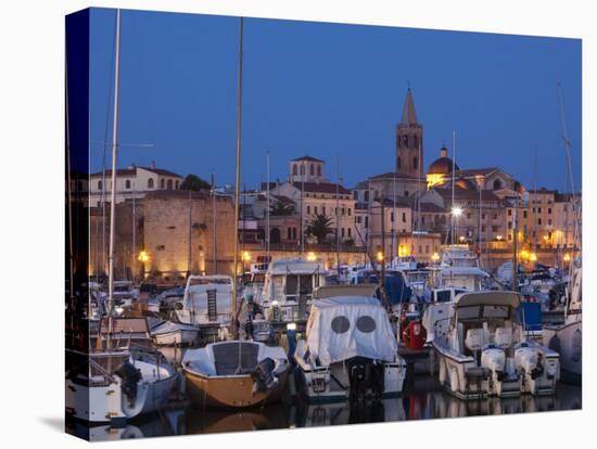 Sardinia, Western Sardinia, Alghero, City Walls from the Yacht Marina, Italy-Walter Bibikow-Stretched Canvas
