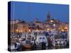 Sardinia, Western Sardinia, Alghero, City Walls from the Yacht Marina, Italy-Walter Bibikow-Stretched Canvas