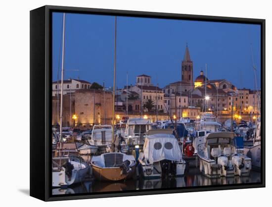 Sardinia, Western Sardinia, Alghero, City Walls from the Yacht Marina, Italy-Walter Bibikow-Framed Stretched Canvas