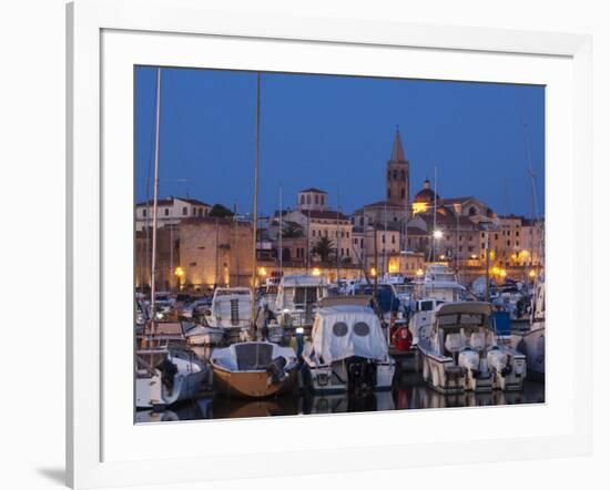 Sardinia, Western Sardinia, Alghero, City Walls from the Yacht Marina, Italy-Walter Bibikow-Framed Photographic Print