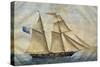 Sardinian Barquentine Cristina, 1829, Watercolour by Pittalunga, Italy, 19th Century-null-Stretched Canvas