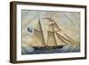 Sardinian Barquentine Cristina, 1829, Watercolour by Pittalunga, Italy, 19th Century-null-Framed Giclee Print