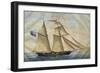 Sardinian Barquentine Cristina, 1829, Watercolour by Pittalunga, Italy, 19th Century-null-Framed Giclee Print