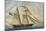 Sardinian Barquentine Cristina, 1829, Watercolour by Pittalunga, Italy, 19th Century-null-Mounted Giclee Print