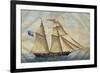 Sardinian Barquentine Cristina, 1829, Watercolour by Pittalunga, Italy, 19th Century-null-Framed Giclee Print