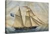 Sardinian Barquentine Cristina, 1829, Watercolour by Pittalunga, Italy, 19th Century-null-Stretched Canvas