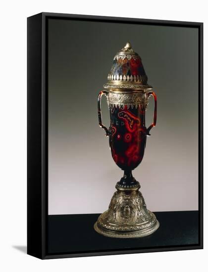 Sardonyx Vase with Cover, Silver Gilt Setting-null-Framed Stretched Canvas