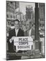 Sargent Shriver and Edward R. Dudley in Times Square with a Sign 'Peace Corps Square'-null-Mounted Photo