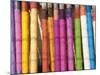 Sari Lengths of Brightly Coloured Cotton, Hand Woven on Village Looms, Kalna, West Bengal, India-Annie Owen-Mounted Photographic Print