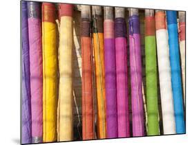 Sari Lengths of Brightly Coloured Cotton, Hand Woven on Village Looms, Kalna, West Bengal, India-Annie Owen-Mounted Photographic Print