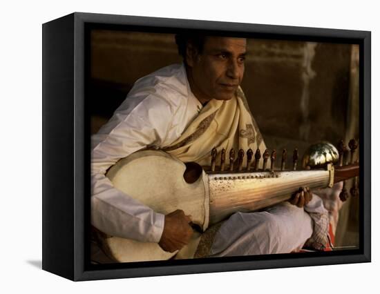 Sarod Player, India-John Henry Claude Wilson-Framed Stretched Canvas