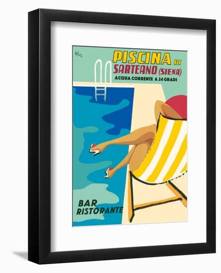 Sarteano Swimming Pool Resort - Siena, Italy - Bar Restaurant (Ristorante)-Athoy-Framed Art Print