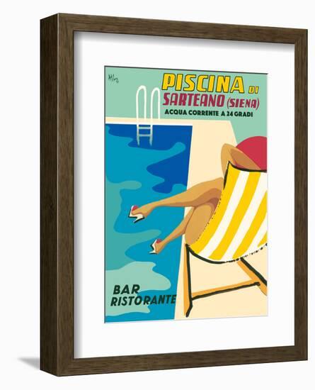 Sarteano Swimming Pool Resort - Siena, Italy - Bar Restaurant (Ristorante)-Athoy-Framed Art Print