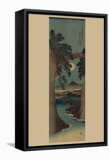 Saruhashi Bridge in Kai Province.-Ando Hiroshige-Framed Stretched Canvas